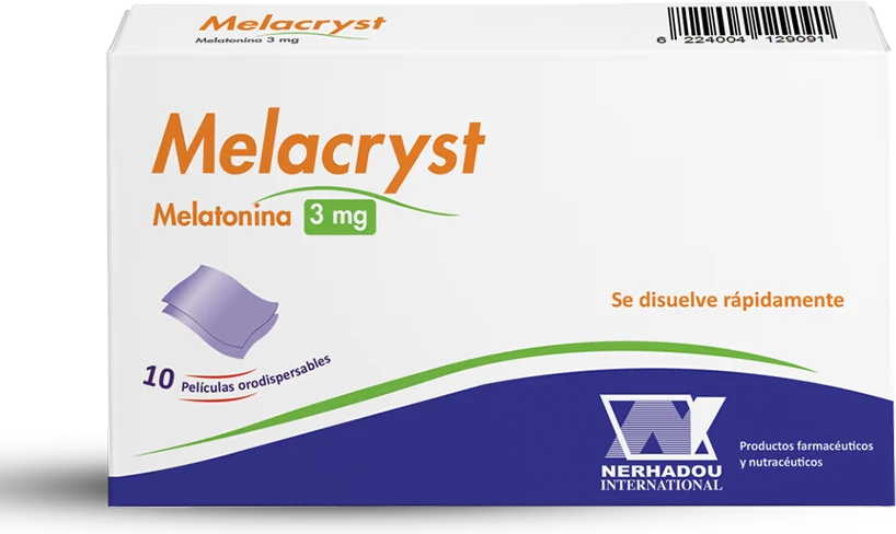 Empaque de Melacryst Melatonina 3 mg