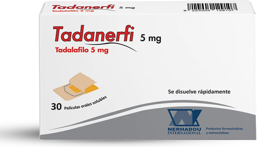Empaque de Tadanerfi Tadalafilo 5 mg